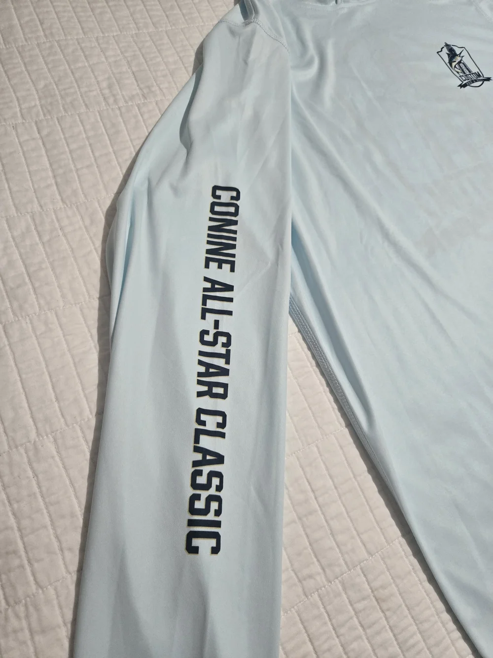 Men's Light Blue Hooded Marlin Swim Rash Guard